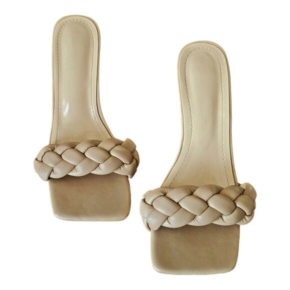 Ashley Braided Toe Strap Mule Heel Slide On‎ Sandals - Picture 4 of 8